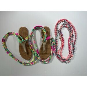 Lilly Pulitzer Accessories- Wrap Sandals Sz 7.5 & Beaded Necklace 60 In